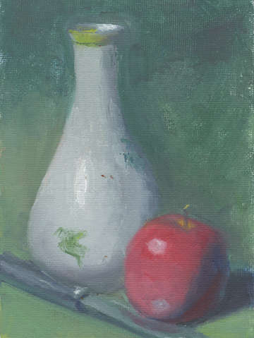 Apple and antique vase