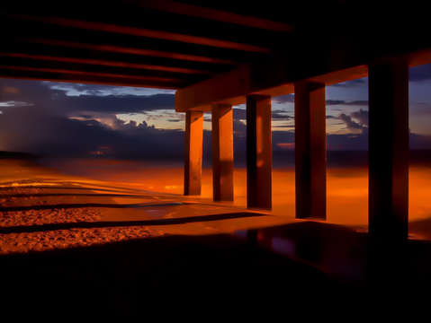 Lightning strike under the pier