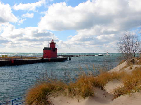 Holland Harbor Light and Big Waves
