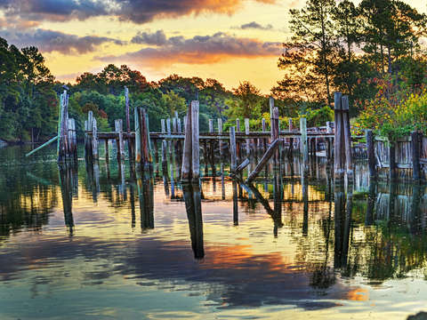 Pilings in the canal