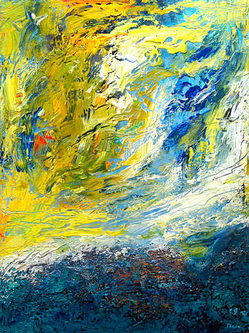 Collision of yellow and blue