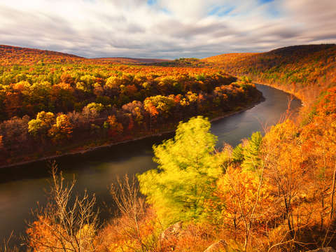 Peak foliage on the delaware river