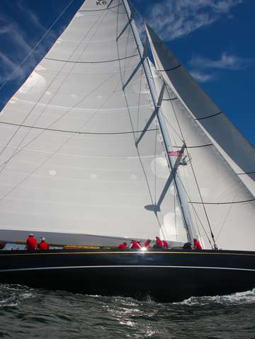 J class yacht in newport harbor