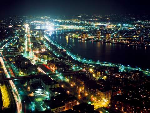 Boston skyline at night