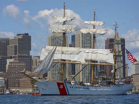 Coast guard cutter eagle leaves boston