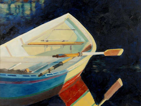 Dinghy on sunset
