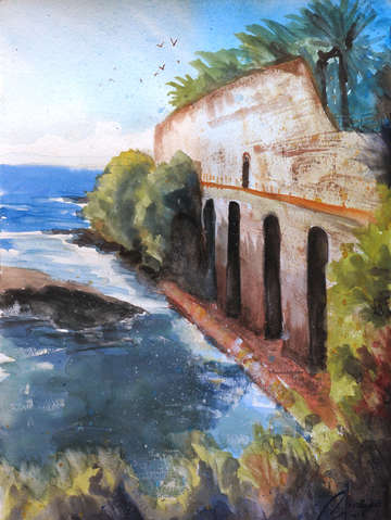 Genova italy ruins by the sea