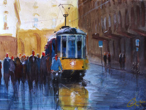 Milan italy trolley car
