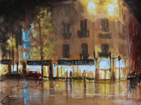 Torino italy night street corner