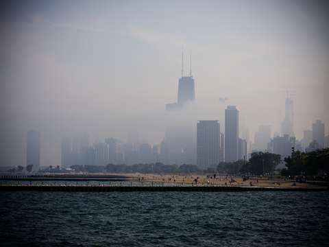 Windy city full of clouds