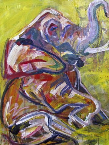 Seated elephant
