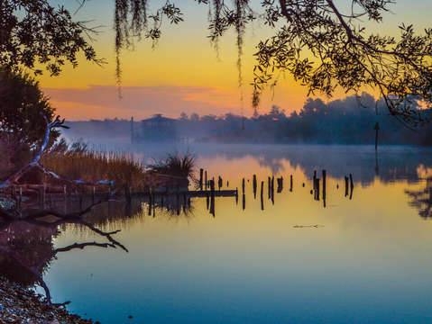 Golden morning flat water