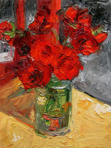 Roses on red mini chair gold satin