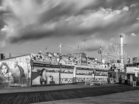 Coney island boardwalk 6379bw