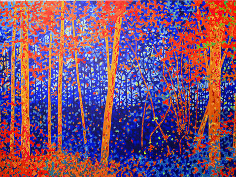 Forest in red and blue