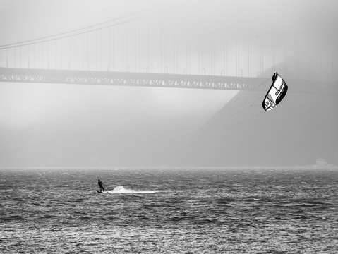Golden Gate Bridge with Kiteboarder