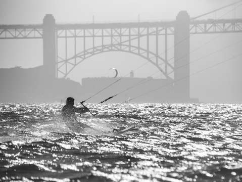 Golden Gate Bridge with Kiteboarder