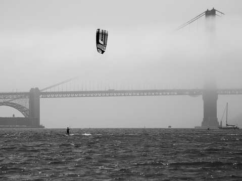 Golden gate bridge with kiteboarder 4