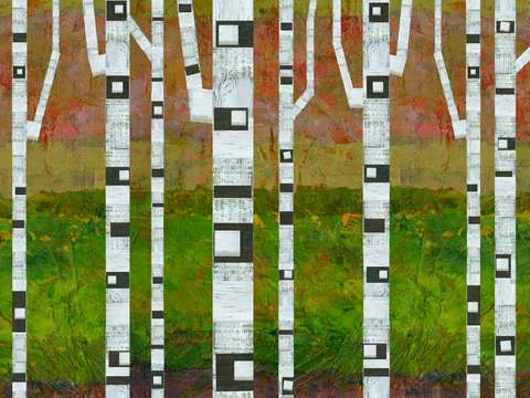 Birch trees with green grass