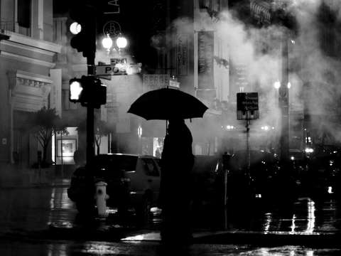 Man in rain