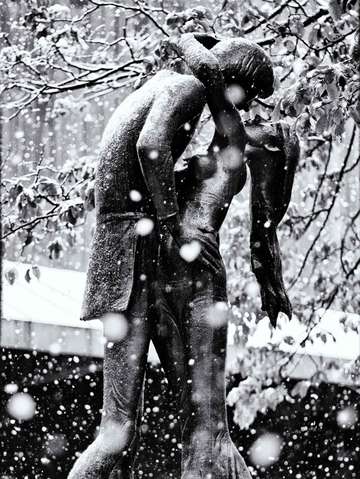 Lovers embrace