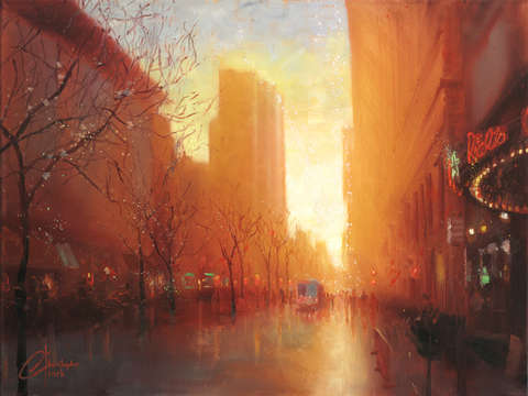 16th street mall at sunset nil denver colorado