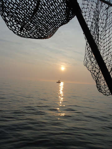 Catching the bock island sounds setting sun