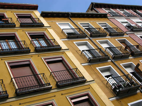 Yellow buildings in madrid
