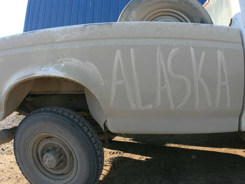 Dirty pickup truck in prudhoe bay alaska