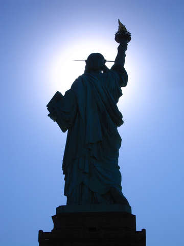 Statue of Liberty Facing The Sun