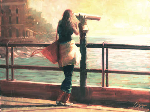Gazing out to sea