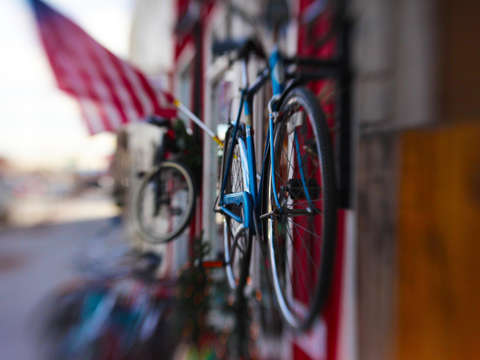 Bikes and american flag