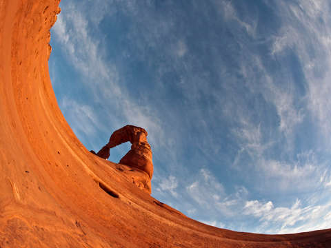 Delicate arch with a fisheye