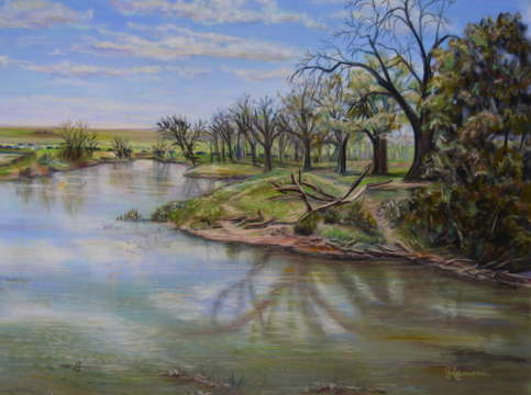 Yearlings at waters edge