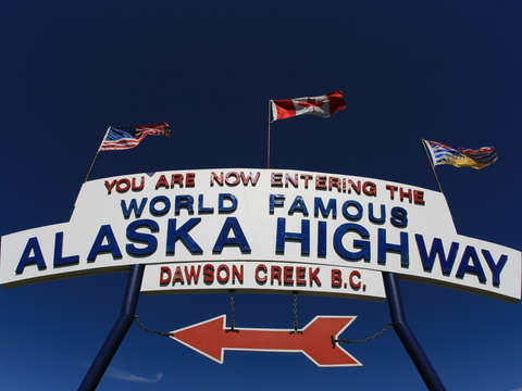 Alaska highway entry sign