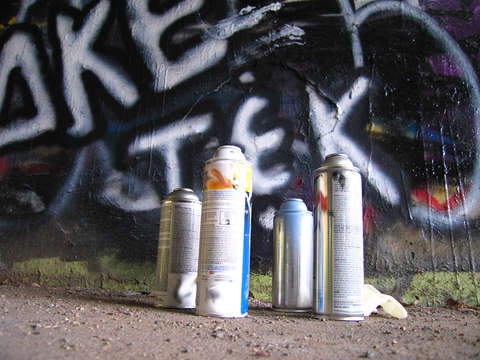Empty spray paint cans