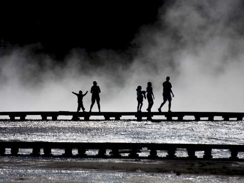 Exploring the hot springs in yellowstone