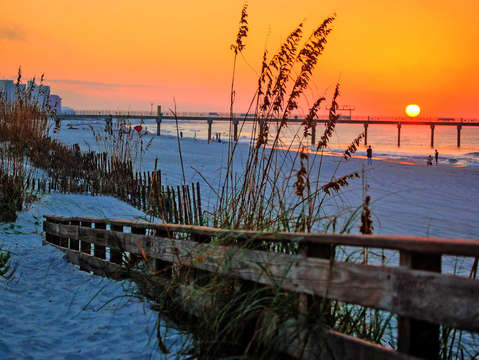 Sunrise beach path and 4 seasons pier