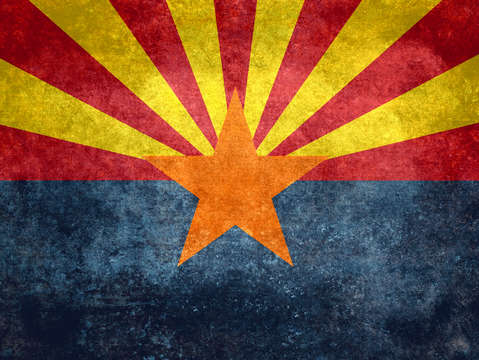 State flag of arizona with vintage retro style tre