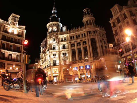 People moving through madrid