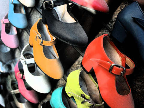 Shoes in window display