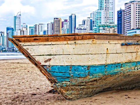 Abandoned Boat on City Beach