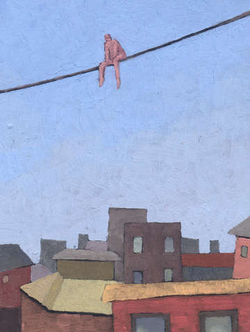 Perched naked guy
