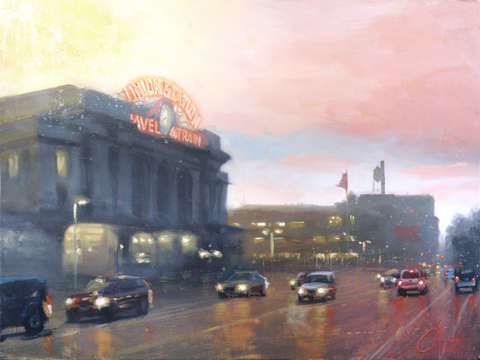 Union station at sunset denver colorado