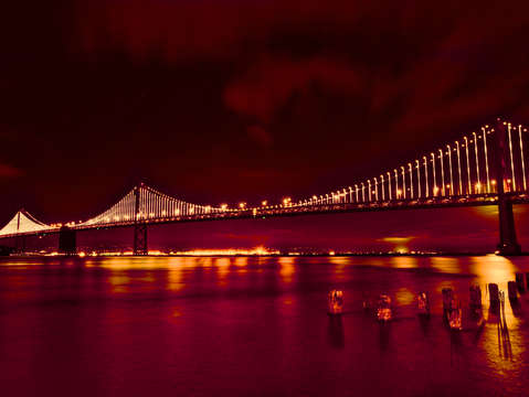 Sf bay bridge at night