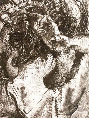 Self portrait hands and hair