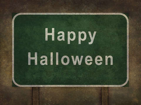 Happy halloween roadside sign