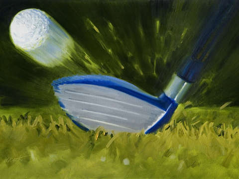 Fairway wood striking ball
