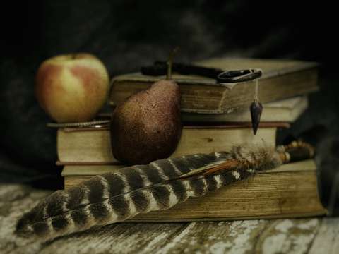 Books and Red Pear
