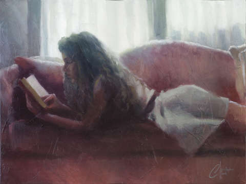 Reading on the couch